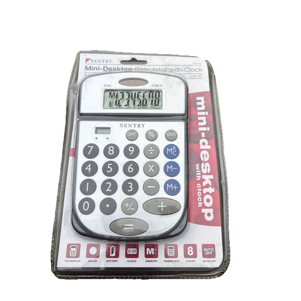 SENTRY MINI DESKTOP CALCULATOR 8 DIGIT DUAL POWER SOLAR BNWT